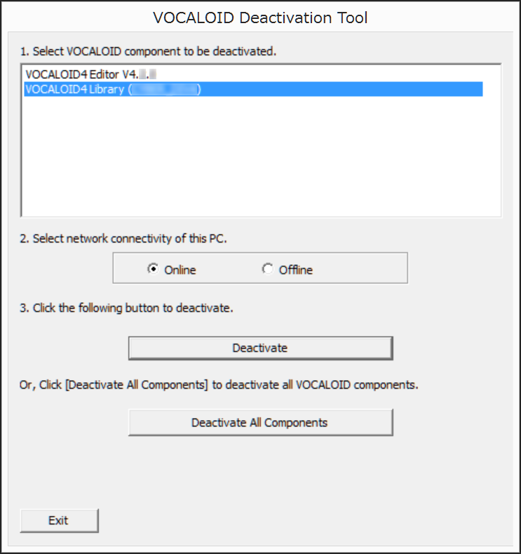 screen shot of VOCALOID Deactivation Tool