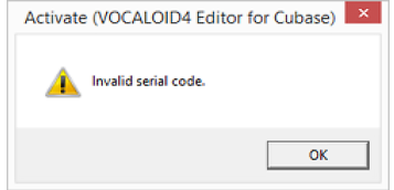 Invalid serial code