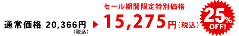 通常価格 20,366円(税込)が今だけ15,275円(税込)