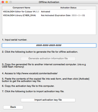 Follow the procedure displayed on Offline Activation window.