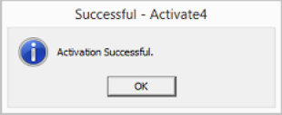 the Activation Successful screen