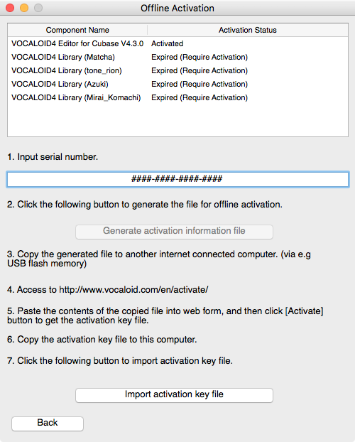 I Want To Use Vocaloid 4 Editor For Cubase Vocaloid4 Voicebanks And Vocaloid3 Voicebanks On A Macintosh Computer That Does Not Have Internet Access How Can I Activate My Vocaloid License Faq